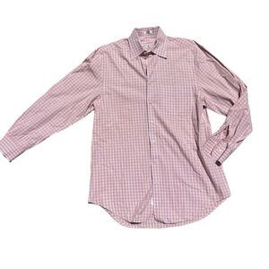 PETER MILLAR Men’s Orange Plaid Collared Long Sleeve Button Up Size M